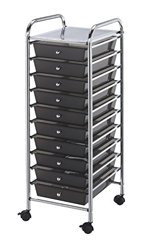 Alvin, SC10SM, Standard Storage Organizer Cart - Smoke, 10 Drawers