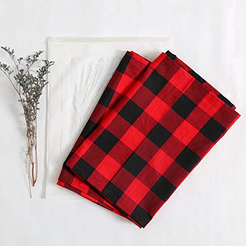 SoarDream Christmas Plaid Table Runner 2 Pack 13x84 Inch Buffalo Checked Table Runner Black Red Cotton Table Lines for New Year Gatherings Table Decorations - Thumbnail 2