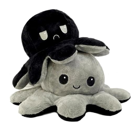 COLORS Reversible Octopus Plush - Happy and Sad Moody octopus Stuffed toy- 20cm Octopus Plushie Reversable teddy - Flip Octopus shows Emotion without saying words!