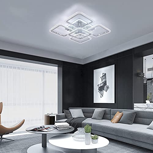 シーリング ライト LED モダン シーリング ライト 照明器具 天井照明 リモコン付き 無段階調光調色 8〜12畳 北欧 スクエア おしゃれ 照明器具 省エネ アクリル シャンデリア ベッドルーム リビングルーム ダイニング ルーム キッチン オフィス キッズ ルーム 照明 間接照明 簡単取付 省エネ 節電 (72W/3000-6500K) [4]