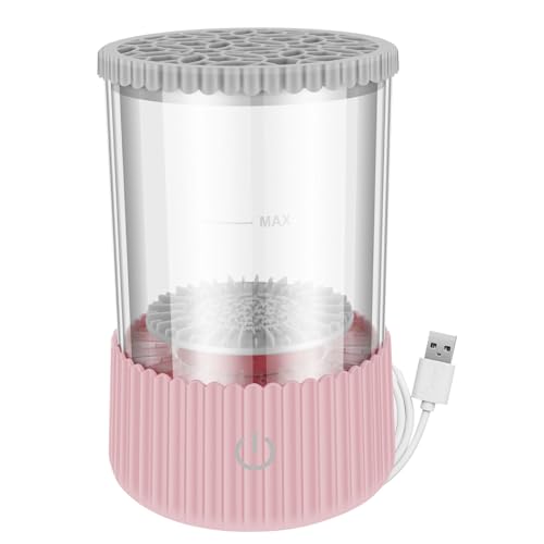 ZJRDYYK Electric Makeup Brush Cleaner machine, Automatic Spinning Makeup Brush Cleaner (1, Pink)