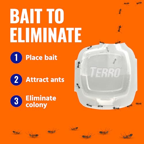 TERRO Indoor Liquid Ant Baits with Adhesive Strips for Discreet Baiting - TERRO Ant Trap and Bait Station - 5 Pack, 20 Baits - T334B