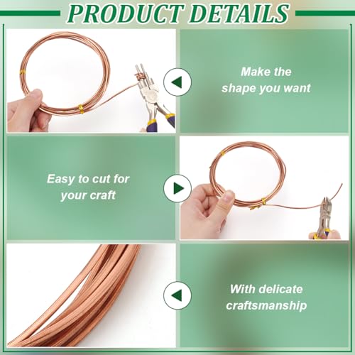 BENECREAT 3m/9.8Ft Square Copper Wire, 1.6mm/14 Gauge Pure Copper Wire, Craft Wire for Jewelry Making Gem Metal Wrap, Garden - Image 4