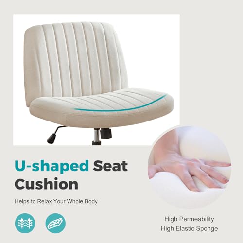 Dumos RDGYUJK Criss Cross Chairs, Armless Office Desk No Wheels Swivel Padded Wide Seat Modern Height Adjustable Mid Back Task Vanity Seating For Home Office Bedroom Computer thumb #2