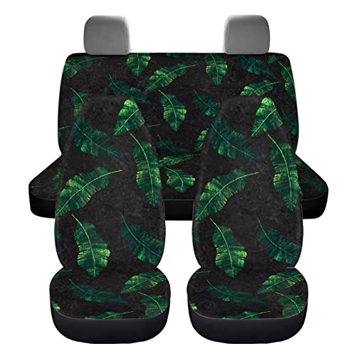 Image of Modysero Tropical Leaves Print Car Seat Cover Full Set for Men Women Breathable Soft Full Coverage Auto Seat Covers Custom Elastic Easy Install Car Accessories for Car SUV Truck