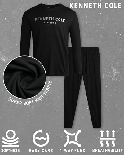 Kenneth Cole Mens Pajamas Set - 2 Piece Soft Breathable Long Sleeve Shirt and Pajama Pants - Mens Sleepwear (Sizes: M-XL)3