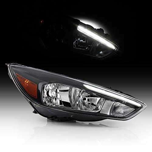 ACANII - For [Halogen Type Black Housing w/LED DRL] 2015-2018 Ford Focus Headlight Headlamp Assembly Passenger Side