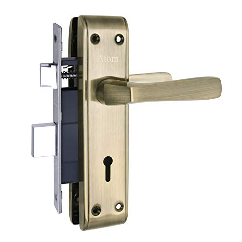 Image of Atom Heavy Duty Mortise Door Lock for Bedroom, Living Room, Main Door, Brass Antique Finish | 3 Keys | 6 Lever Double Stage Lockset for House Hotel Office(1002KY)