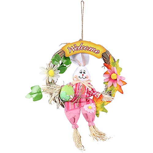 ZTSS Osterkranz, Osterhase, Ornament Ostern Vogelscheuche Anhänger Plüschhase Anhänger Wandtür Hängende Verzierung Osterei Blumendekoration Cover