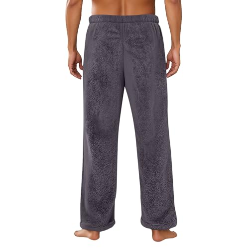 Men's Plush Warm Pajama Pants Soft Fleece Comfortable Sleep Bottoms Drawstring Elastic Winter Cozy Lounge Pants3