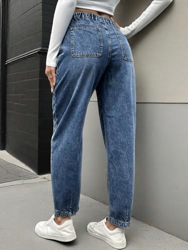 Women's Jeans high Rise Straight Leg Denim Pants Elastic Waist Soft Urban Fashion Denim Streetwear4
