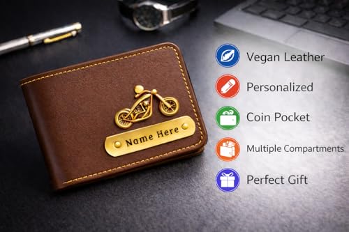 Image of SCPmarts Premium Personalized Wallet for Men with Name & Charm - Stylish Personalized Wallet with Multiple Card Slots & Durable Finish - Ideal Gift for Birthday, Anniversary (Brown)