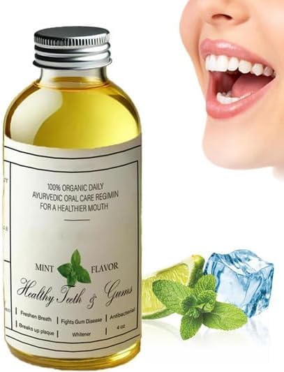 Aceite de coco orgánico puro, 4 onzas, sabor a menta, aceite orgánico de coco, aceite de extracción de cocofresha para dientes y encías, enjuague bucal de aceite de coco orgánico, cuidado bucal suave