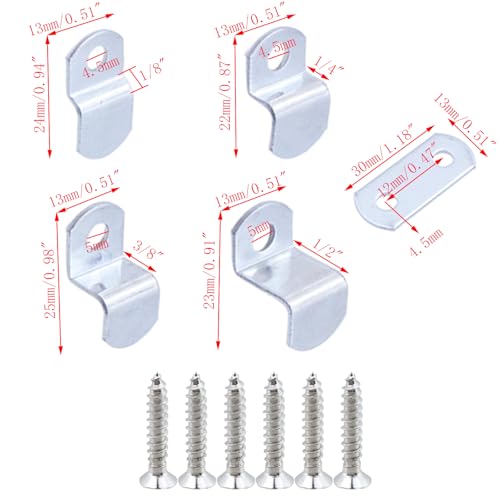 Image of 100 Pieces Offset Canvas Clips Metal Photo Frame Clips Mirror Clamps Heavy Duty Offset Mirror Clips for Picture Framing Painting Blackboard, with Screw (20 pcs Each 0 /0 inch, 1 /8 inch, 1 /4 inch 3 /8 inch 1 /2 inch)
