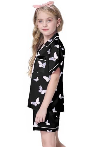 Image of Girls & Womens Satin Pajamas Set, Silk Button-Down Sleepwear 2 Piece Nightwear, 3 Years - Women XXL