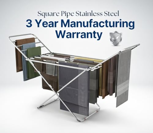 Image of SUNDRY Belly -Big Stainless Steel-Pro Folding Cloth Drying Stand, Drying Rack,Stand for Clothes Heavy Base. (Sliver)
