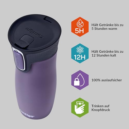 Contigo Unisex-Adult West Loop Autoseal Thermobecher, Edelstahl Isolierbecher, Kaffeebecher To Go, BPA frei… – Ansicht 2