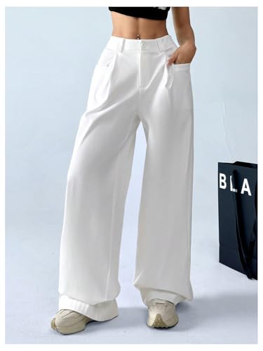 Floerns Women's Casual Baggy Wide Leg Pants Loose Elastic Waist Trousers2