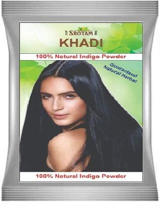 Srotam Khadi Herbal Organic Indigo Leaves Powder For Natural Black Hair Colour | Natural Beard & Hair Colorant For Men & Women | No Added Preservatives (Pack of 1, 100 Grams)