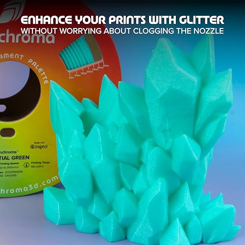 Image of Polymaker Panchroma Celestial PLA Filament 1.75mm for 3D Printer, Green | Neatly Wound Glitter PLA for Easy Print & Smooth Feeding, Compatible with Bambu Lab & Most 3D Printers
