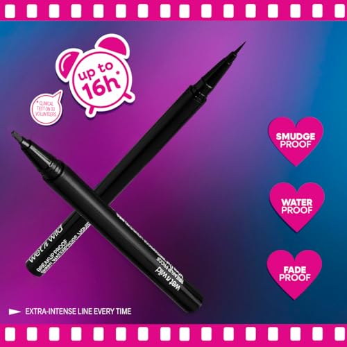 wet n wild Mega Last Breakup Proof Liquid Eyeliner - Ultra-Fine Brush, Waterproof, Long-Lasting - Cruelty-Free & Vegan - Ultra Black - Image 3