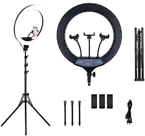 Iluminador Led Ring Light De 18 Polegadas Tripé 2 metros com 3 Suportes Para Celular Dimer Lives Víd