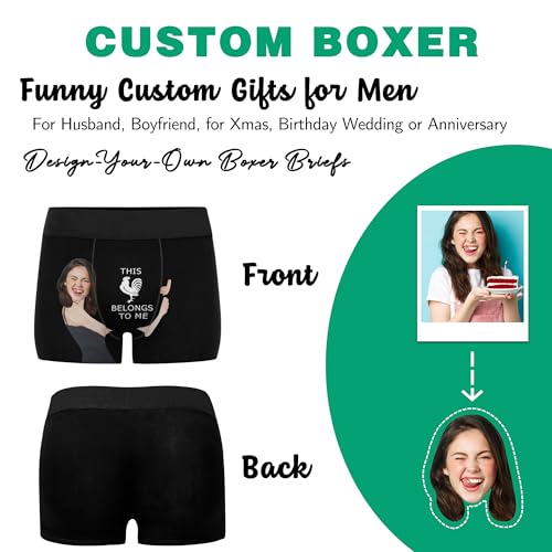 ADEDIY Custom Men's Boxer Briefs This Belongs to Me Boxers for Men Personalized Funny Wife Face Shorts Underwear
