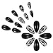 SINHOT Stiletto Press On Nails - Long Fake Nails with Silver Glitter & Black Glossy Finish - Almond Shape, Cute Star Design - 24 pcs