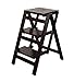 LHNLY-Stepladder Tabouret-Escabeau pliant en bois massif Fauteuil d'escabeau multifonctionnel avec marche d'escalier Fauteuil d'escalier d'une capacité de 300 lb (couleur noyer noir) Marches Pliantes