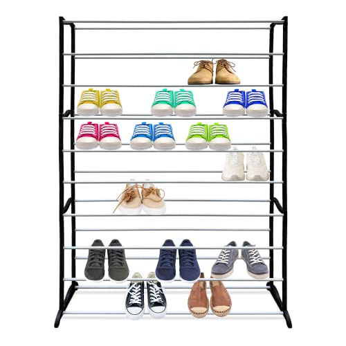 Estante Zapatero de 50 Pares de Zapatos, Organizador Metalico Vertical De 10 Niveles Con Gran Capacidad De Almacenamiento Y Alta Resistencia, Estructura Para Dormitorio Y Sala De Estar Cover