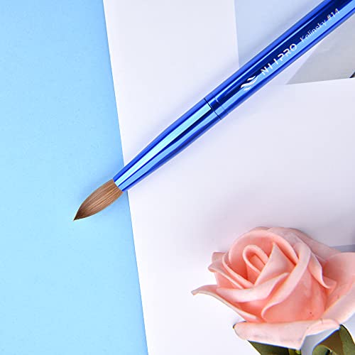 Brocha acrílica para uñas tamaño 14 color azul metálico miniatura 4