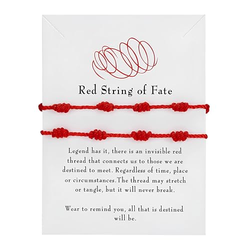 ZXfad 2pcs Bracelet en fil de Soie Rouge, Bracelet Rouge Porte-Bonheur, Amulette Puissante, Bracelet Ajustable, Convient aux Hommes et aux Femmes.