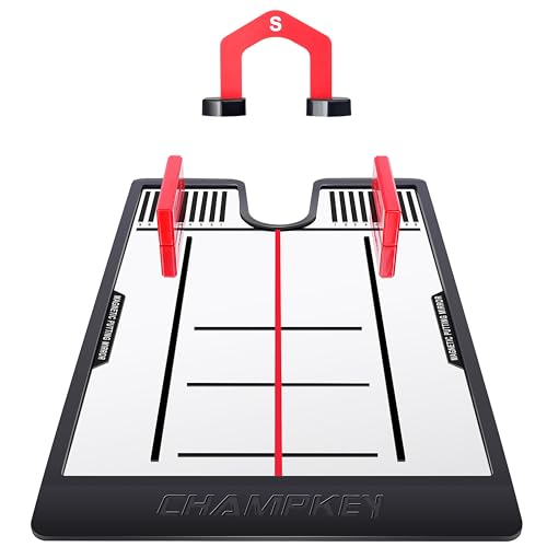 CHAMPKEY Magnetic Putting Mirror - Alignment Putting Aid for Golf - Professional Putting Thing with Golf Gates Ideal for Indoor and Outdoor Training (Mirror with Gates)