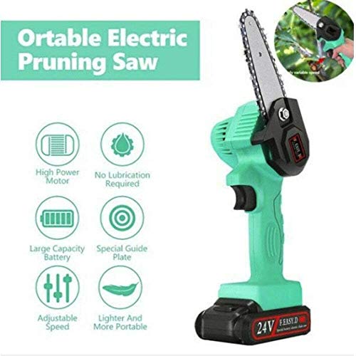 Deysen Mini Chainsaw, 4 Inch Cordless Electric Protable Chainsaw Rechargeable Lithium Battery Chainsaw 0.7kg Ultra-Light Electric Saw Suitable for Garden, Branch, Wood Cutting and Pruning
