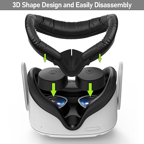 Interfaz Facial de Realidad Virtual para Oculus Quest 2, Almohadilla de Repuesto para la Cara, 2 Almohadillas de Espuma de Piel sintética para Meta Quest 2 VR, Cubiertas de Lentes, Cubiertas de - imagen 5