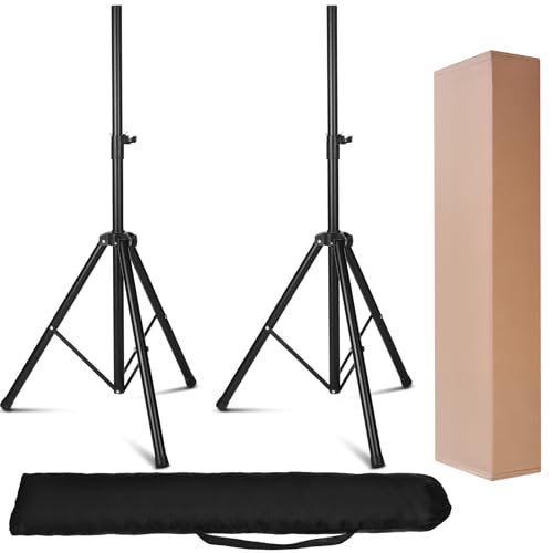 Maasechs Set of 2 71\'\' Tripod Speaker Stands with Carry Bag Steel Construction Height Adjustable for Dj Pa Events and Performances