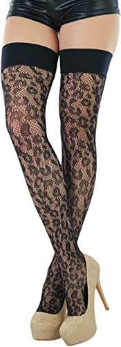 Image of ToBeInStyle Women's Sexy Nylon Versatile Fine Fishnet Thigh High Stockings w /Opaque Band