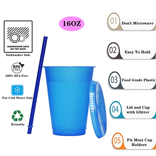 Suertestarry Tumbler With Straw And Lid,Water Bottle Iced Coffee Travel Mug Cup,Reusable Plastic Cups,Perfect For Parties,Birthdays,24Oz-5 Pack (Vivid Glitter(16Oz)) #TOP1