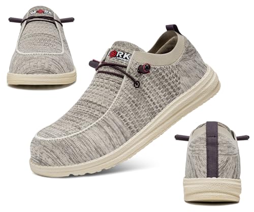 Image of LARNMERN Slip On Steel Toe Shoes Men Loafers Work Safety Tennis Sneakers | Lightweight, Comfortable, Walking, Wide, Hands Free, Lounging, House, Mechanic, Construction, Casual, Dress, Office, 0utdoor