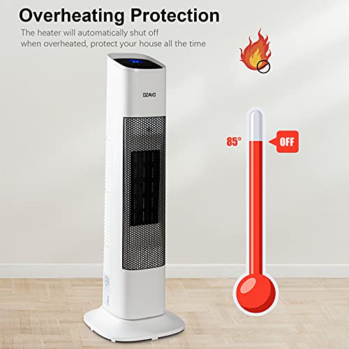 OZAVO Keramische ventilatorkachel, met afstandsbediening, 2000 W, PTC-ventilatorkachel, oscillatiefunctie, verwarmingsstanden, timer, verwarming, oververhitting, kantelbeveiliging - Afbeelding 4