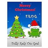 Merry Christmas Fully Rely On God Frog - Tractos bíblicos cristianos a granel para niños (100 unidades)