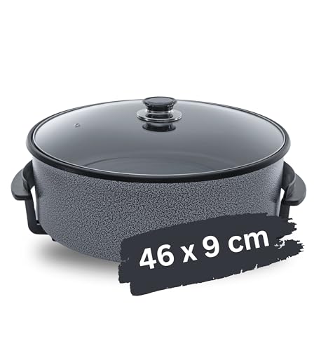 Partypfanne – elektrische Multipfanne mit Antihaftbeschichtung und Thermostat | 7 versch. größen - optimal für Kochen, Braten, Dünsten, Auftauen und Warmhalten (46 x 9cm)