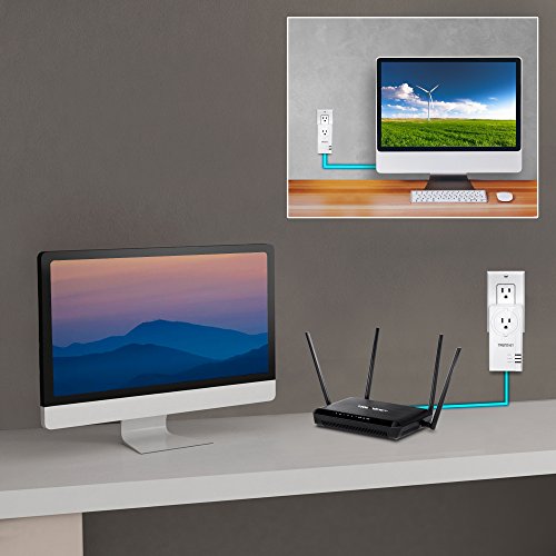 Image of TRENDnet Powerline 1300 AV2 Adapter with Built-in Outlet, Gigabit Port, IEEE 1905.1 & IEEE 1901, Range Up to 300m (984 ft.), TPL-423E, White