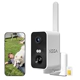 Xega Telecamera Sorveglianza 4G LTE Portatile con SIM, Senza WiFi 10000mAh