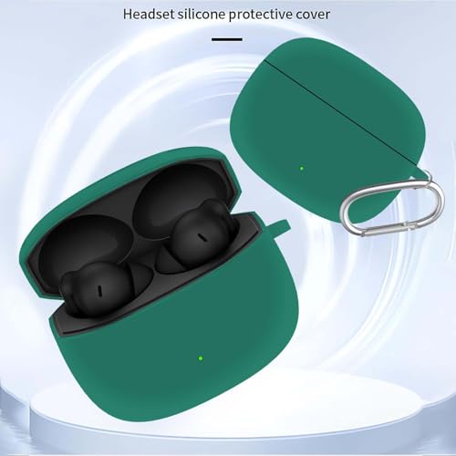 Image of Anvique Silicone Case Cover for Oneplus Nord Buds 4 Pro, Scratch Resistance, Shock Absorption, with Premium Carabiner (Green R)