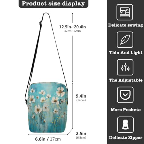 messenger bags for women Small Crossbody Bags For Women Shoulder Handbag Adjustable Strap for outdoor sports outdoor sports- Flower Blue3