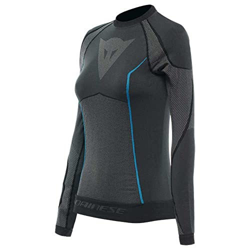 Dainese Dry LS Lady, Motorrad Funktionsshirt Langarm Atmungsaktiv, Damen, Schwarz/Blau, M