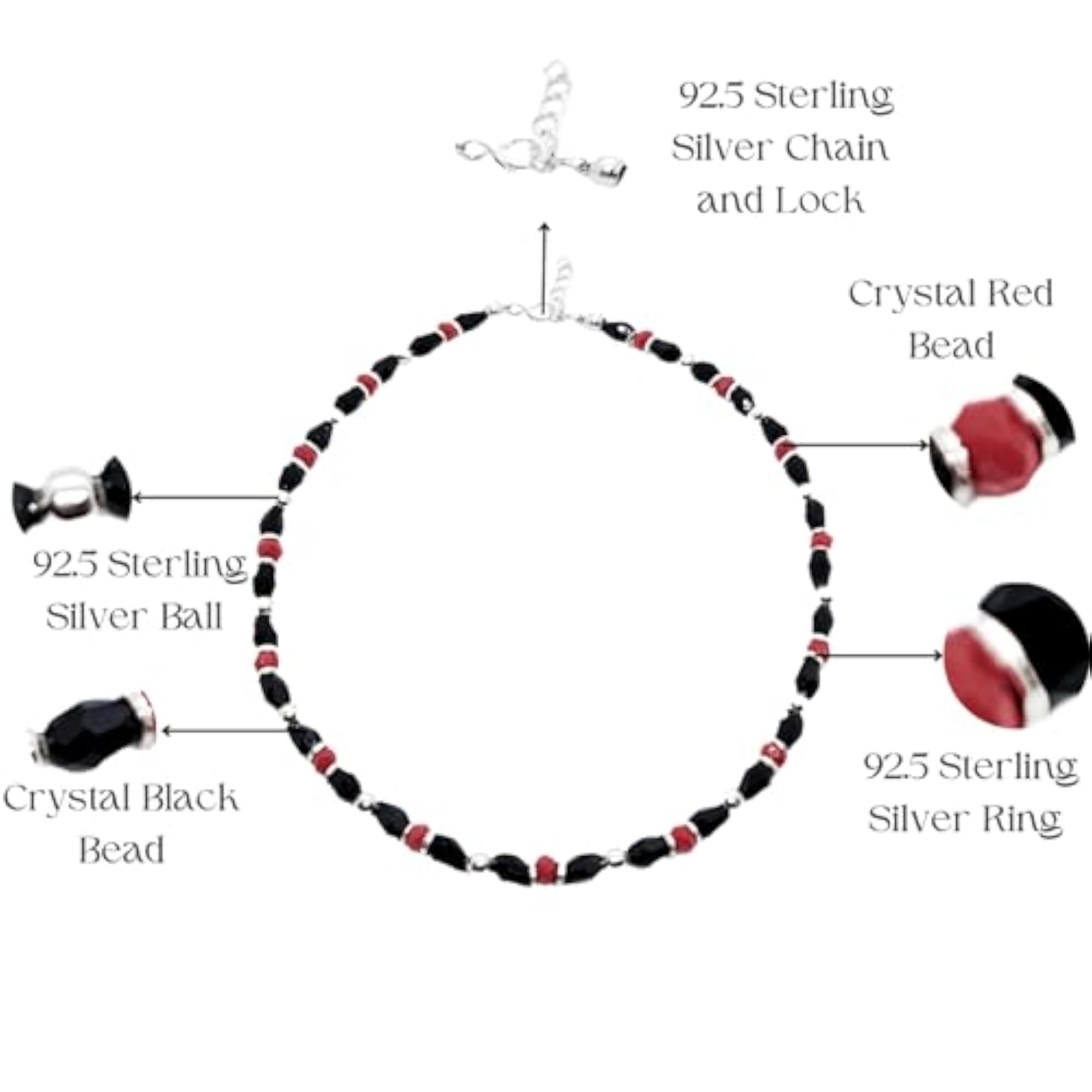 Women's Handmade 925 Sterling Silver Anklet with Beads