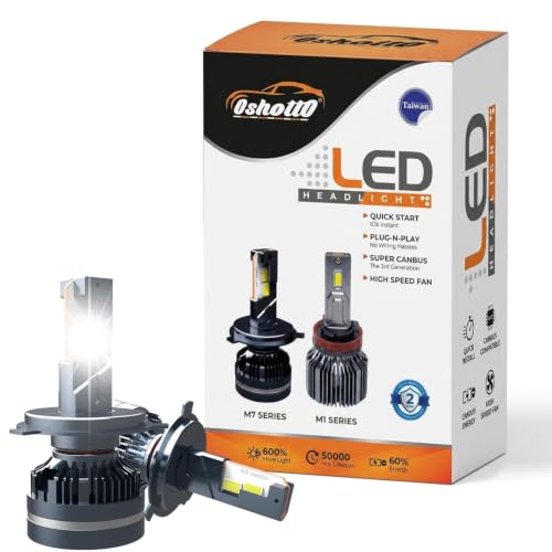 Image of Oshotto M7 Series H4 /H19 430 Watt (215W+215W) LED Headlight /Foglight Bulb, 40000Lumens 6500K Cool White, with 2 Year Warranty (Pack of 2)