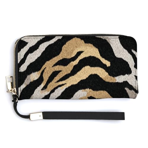 Zebra Leopard Print PU Leather Clutch Long Bifold Wallet, Coin Purse Credit Pass Case, Durable Card-Holder Money Storage for Women Men